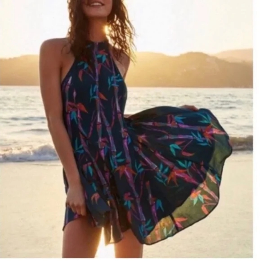 S urban outfitters kimchi blue mini dress blue teal bug novelty print